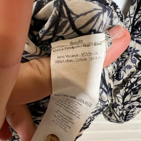 Tinsels Maison Française Women's Floral Print Long Sleeve Button-Down Shirt Sz 2 - Picture 12 of 15